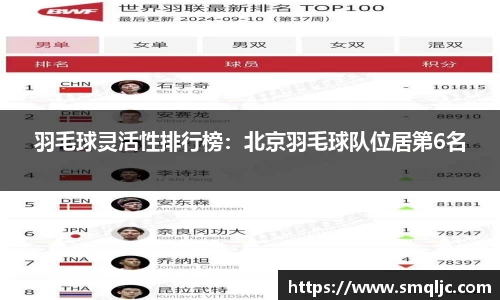 羽毛球灵活性排行榜：北京羽毛球队位居第6名